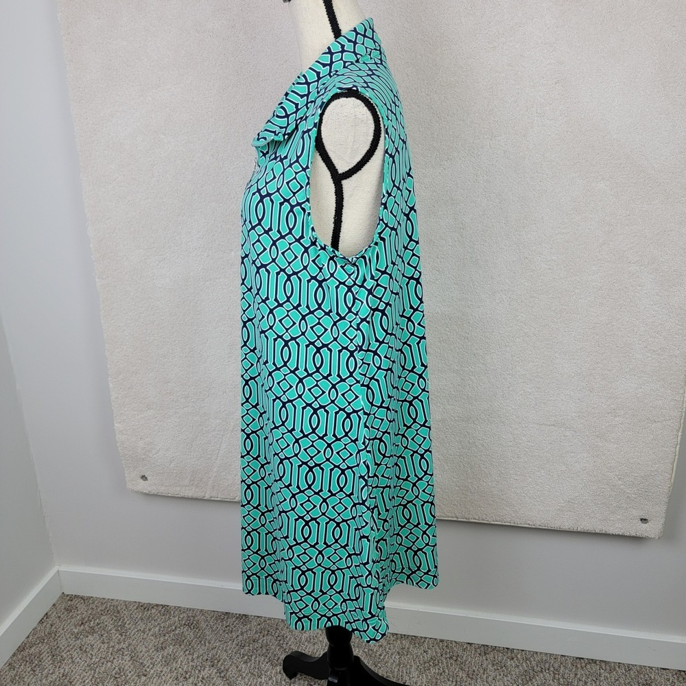 Anthony's Resortwear Women XL Teal Navy Geometric Quart Zip Travel Shift Dress - Picture 8 of 9